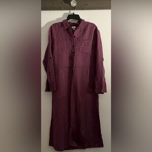 A New Day Women's Plum Collared Midi Side Pockets Shirtdress Small NWT